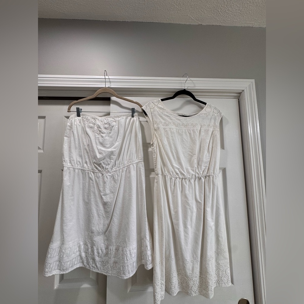 Old Navy & Gap Strapless White Dress and short sleeve eyelet dress Large!!